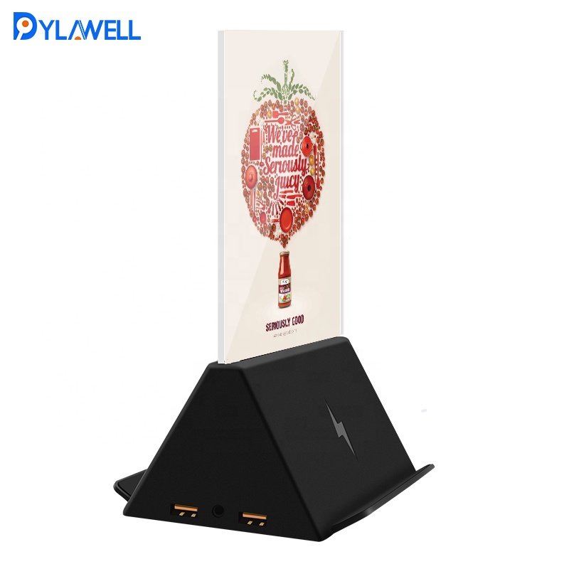 Easy Charge Kit Coffee Shop Portable Mobile Advertising Menu Holder with Charging Dock 10W Mobile Phone Wireless Charger